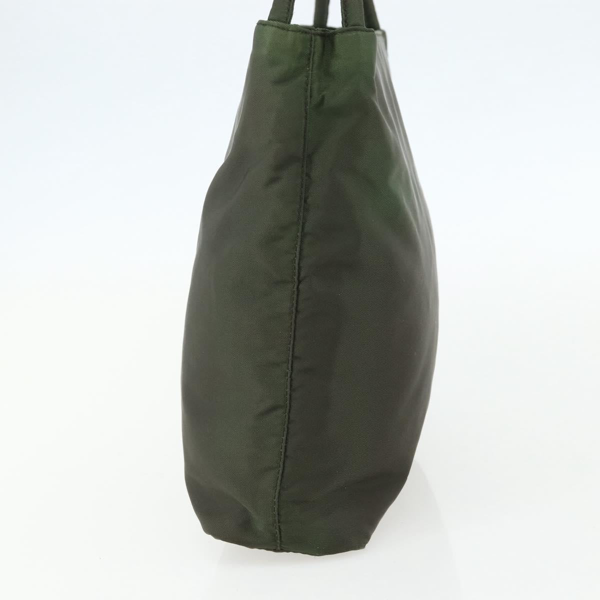 PRADA Shoulder Bag Nylon Khaki Silver Auth ti3532