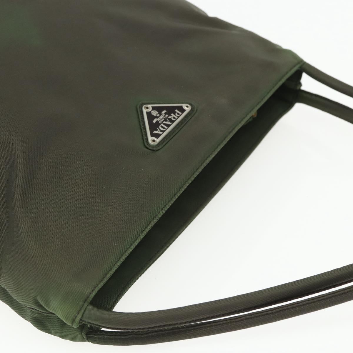 PRADA Shoulder Bag Nylon Khaki Silver Auth ti3532