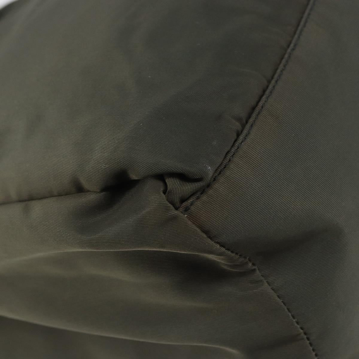 PRADA Hand Bag Nylon Khaki Silver Auth ti3533