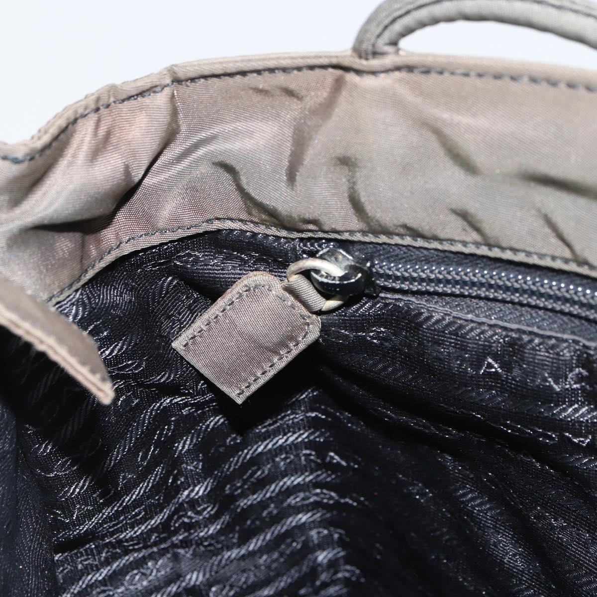PRADA Hand Bag Nylon Khaki Silver Auth ti3533