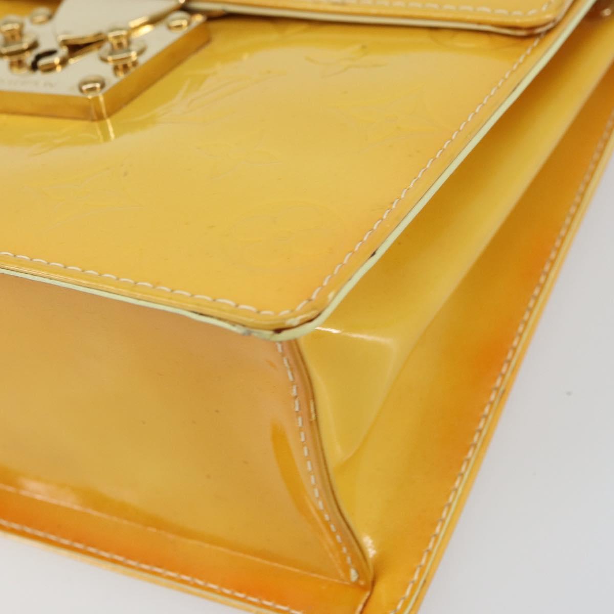 LOUIS VUITTON Monogram Vernis Spring Street Bag Lime Yellow M91068 Auth ti3534