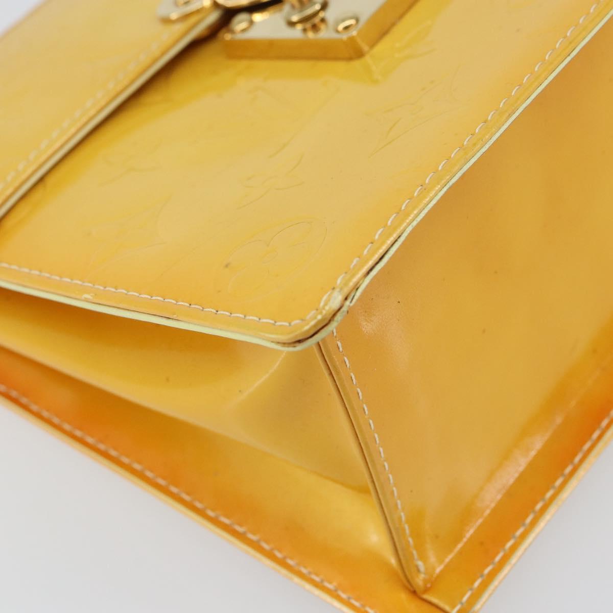 LOUIS VUITTON Monogram Vernis Spring Street Bag Lime Yellow M91068 Auth ti3534