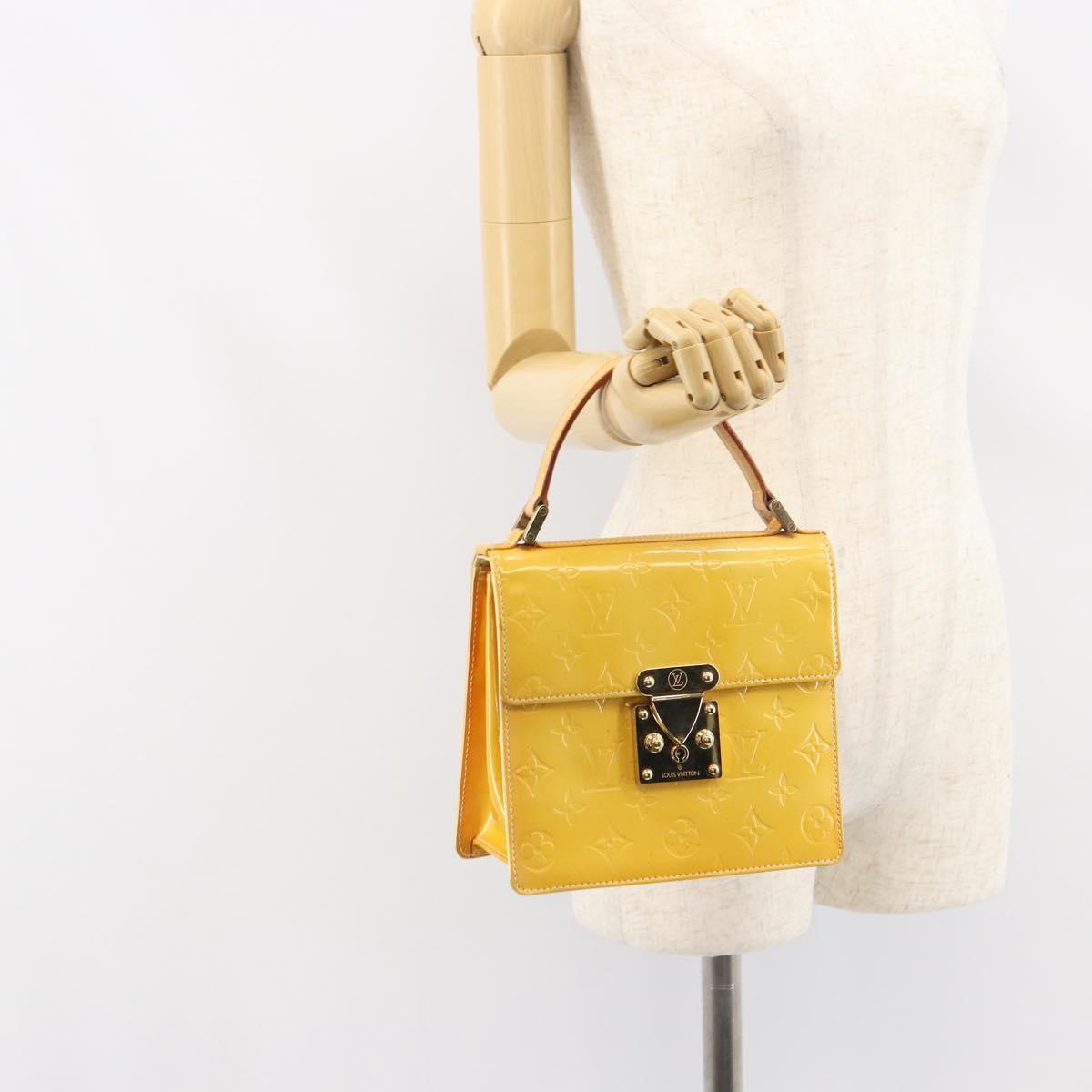 LOUIS VUITTON Monogram Vernis Spring Street Bag Lime Yellow M91068 Auth ti3534
