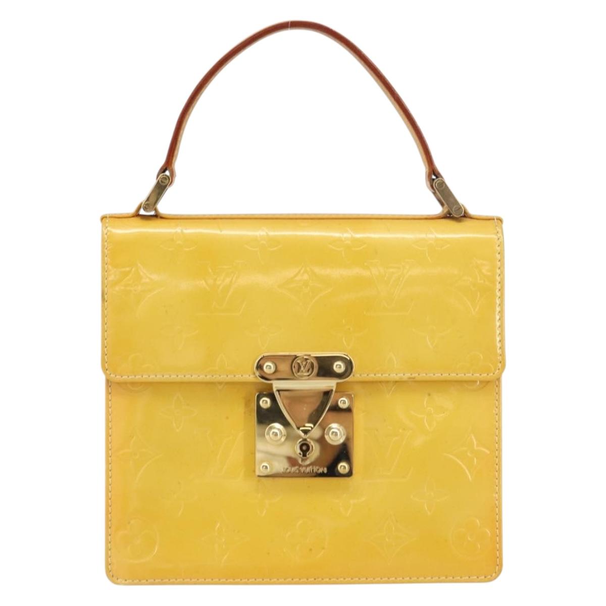 LOUIS VUITTON Monogram Vernis Spring Street Bag Lime Yellow M91068 Auth ti3534