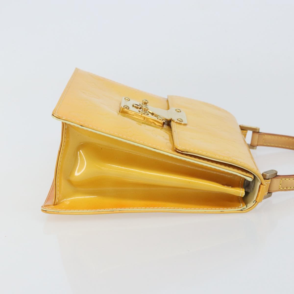 LOUIS VUITTON Monogram Vernis Spring Street Bag Lime Yellow M91068 Auth ti3534