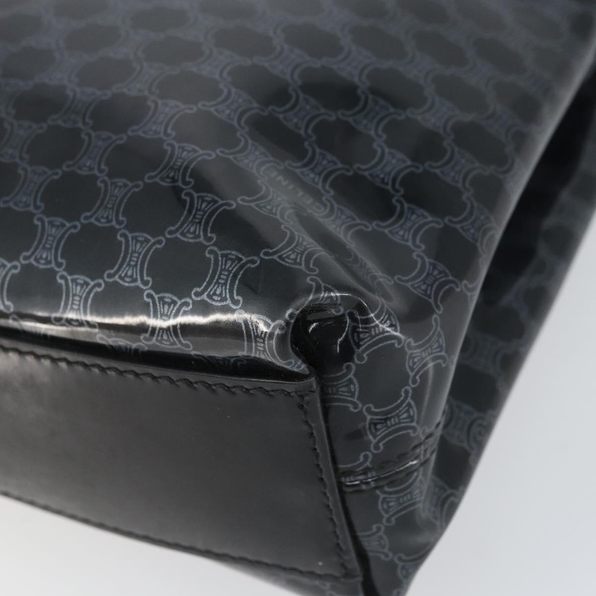 CELINE Macadam Canvas Hand Bag Vinyl Black Auth ti3537