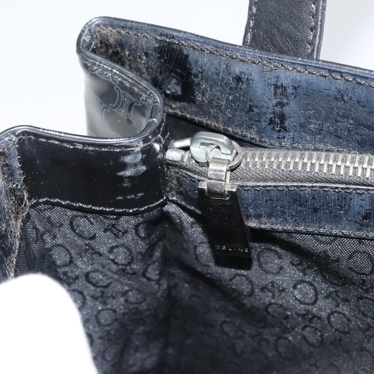 CELINE Macadam Canvas Hand Bag Vinyl Black Auth ti3537