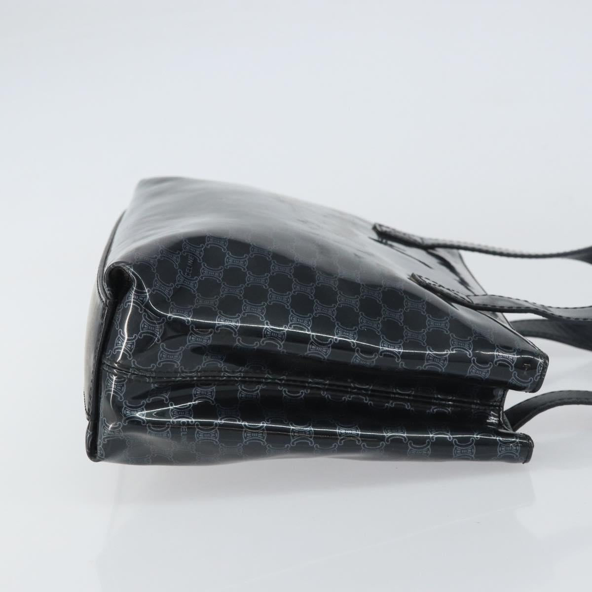 CELINE Macadam Canvas Hand Bag Vinyl Black Auth ti3537