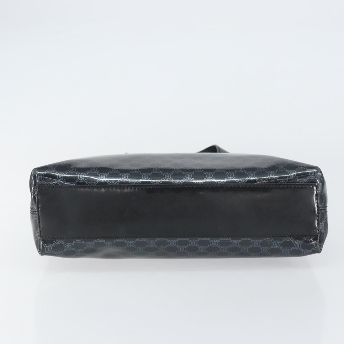 CELINE Macadam Canvas Hand Bag Vinyl Black Auth ti3537