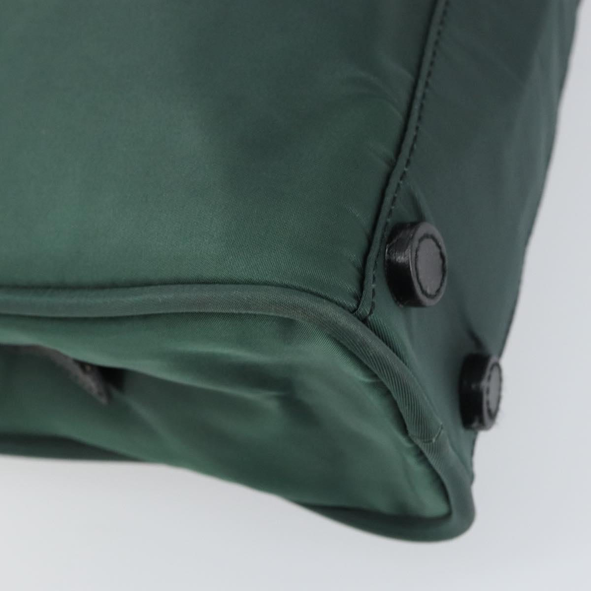 PRADA Hand Bag Nylon Khaki Silver Auth ti3539