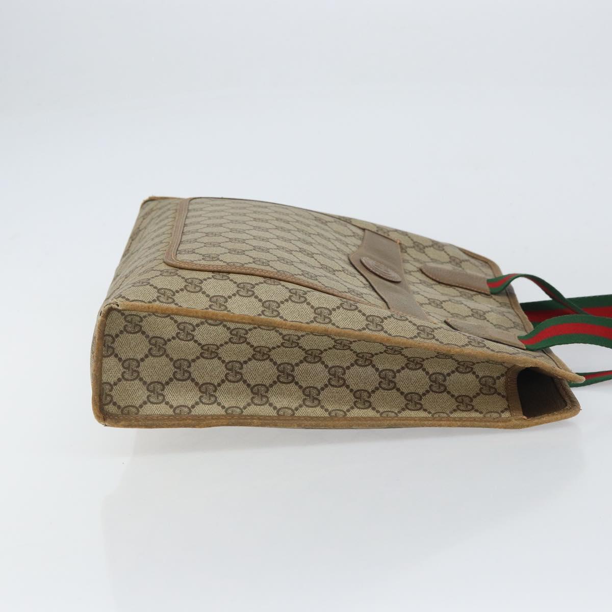 GUCCI GG Supreme Web Sherry Line Tote Bag PVC Beige Red 89 02 997 Auth ti3542