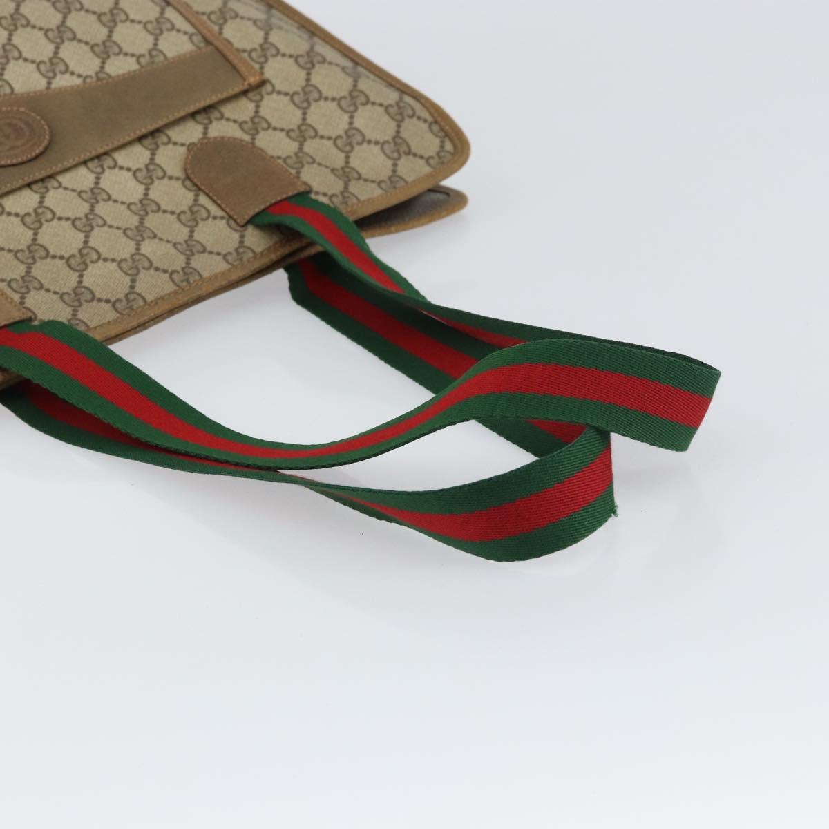 GUCCI GG Supreme Web Sherry Line Tote Bag PVC Beige Red 89 02 997 Auth ti3542