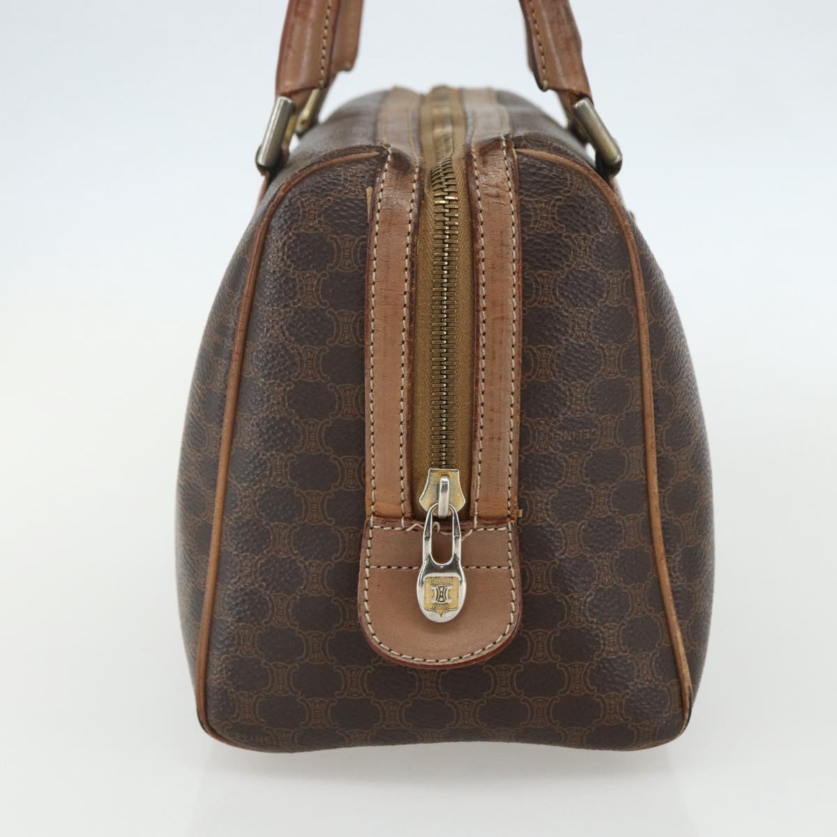 CELINE Macadam Canvas Hand Bag PVC Leather Brown Gold Auth ti3545