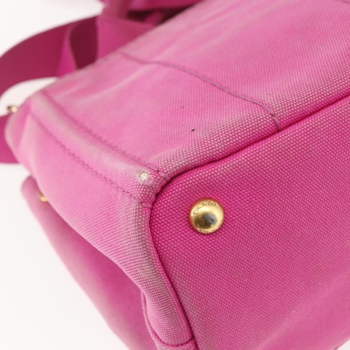 PRADA Canapa PM Hand Bag Canvas 2way Pink Gold Auth ti3547