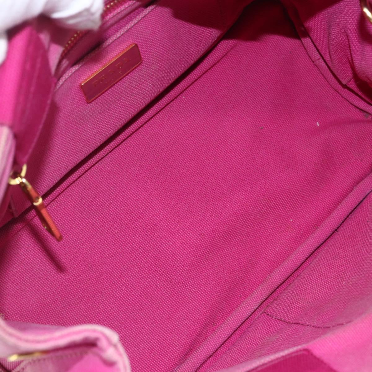 PRADA Canapa PM Hand Bag Canvas 2way Pink Gold Auth ti3547