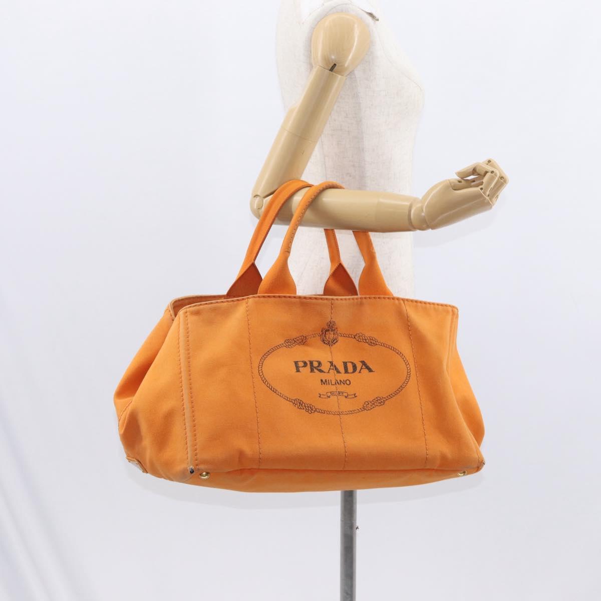 PRADA Canapa GM Hand Bag Canvas Orange Auth ti3548
