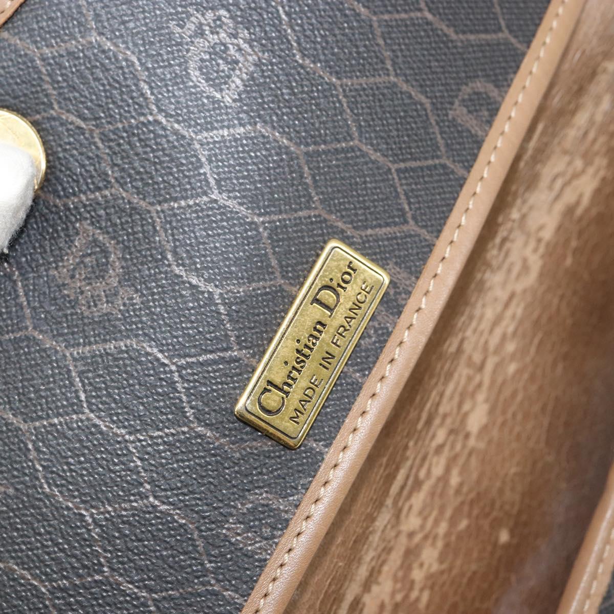 Christian Dior Honeycomb Canvas Chain Shoulder Bag PVC Black Gold Auth ti3549
