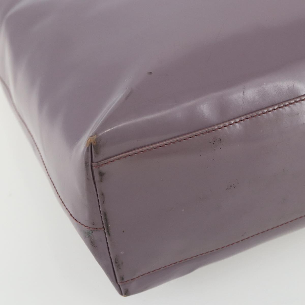 PRADA Hand Bag Patent leather Purple Silver Auth ti3551
