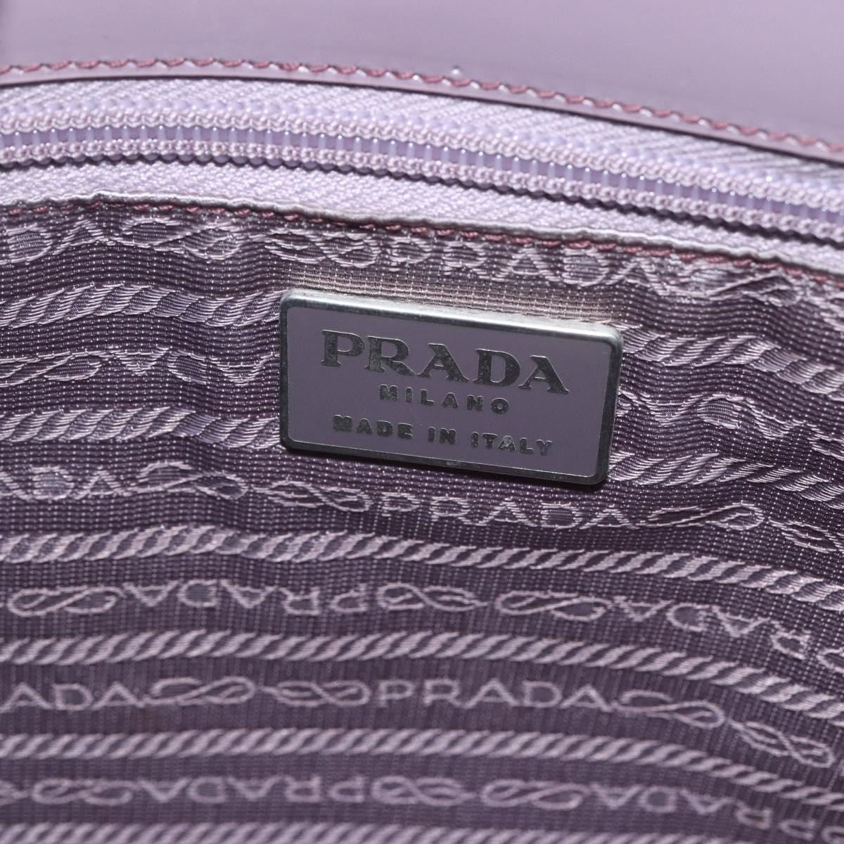 PRADA Hand Bag Patent leather Purple Silver Auth ti3551