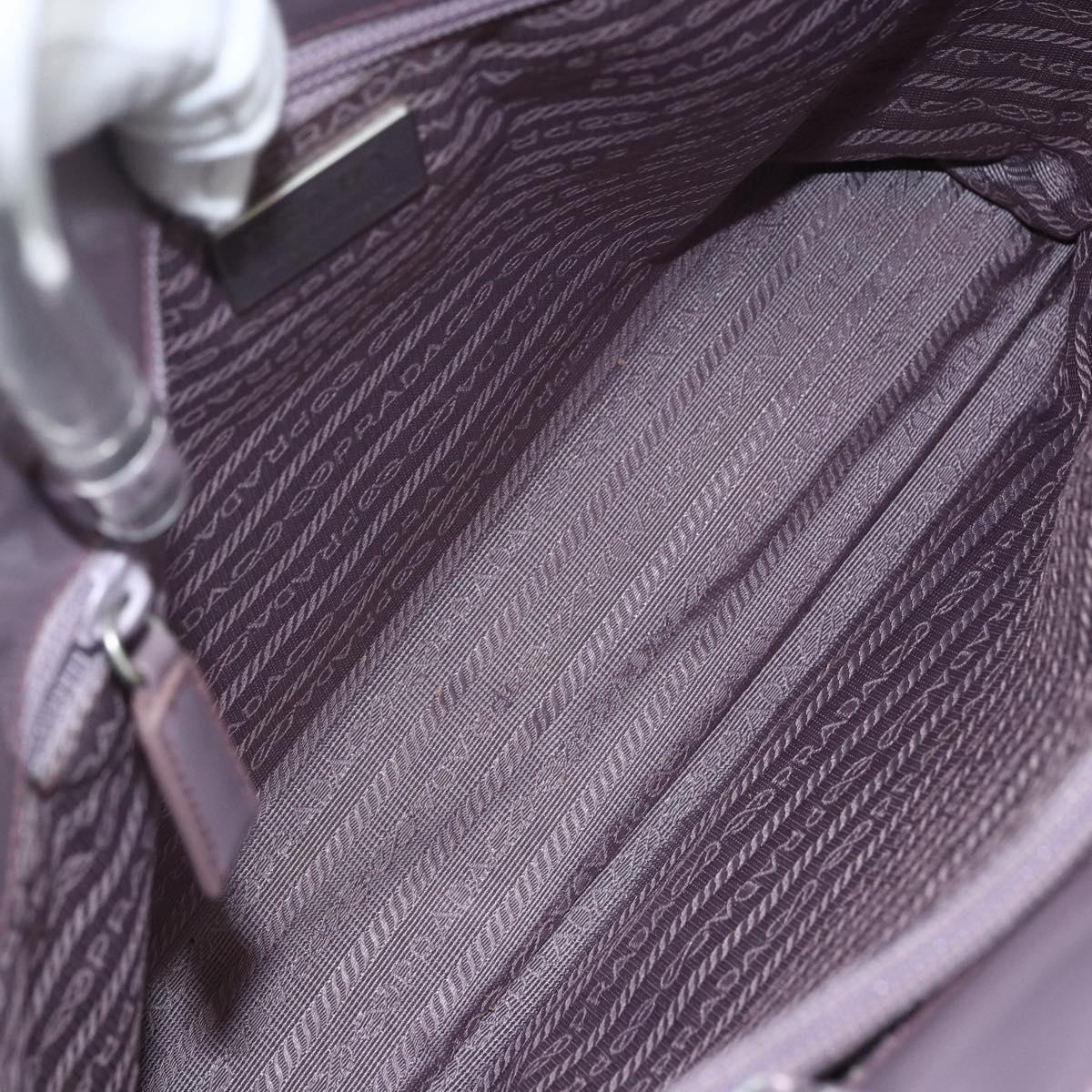 PRADA Hand Bag Patent leather Purple Silver Auth ti3551