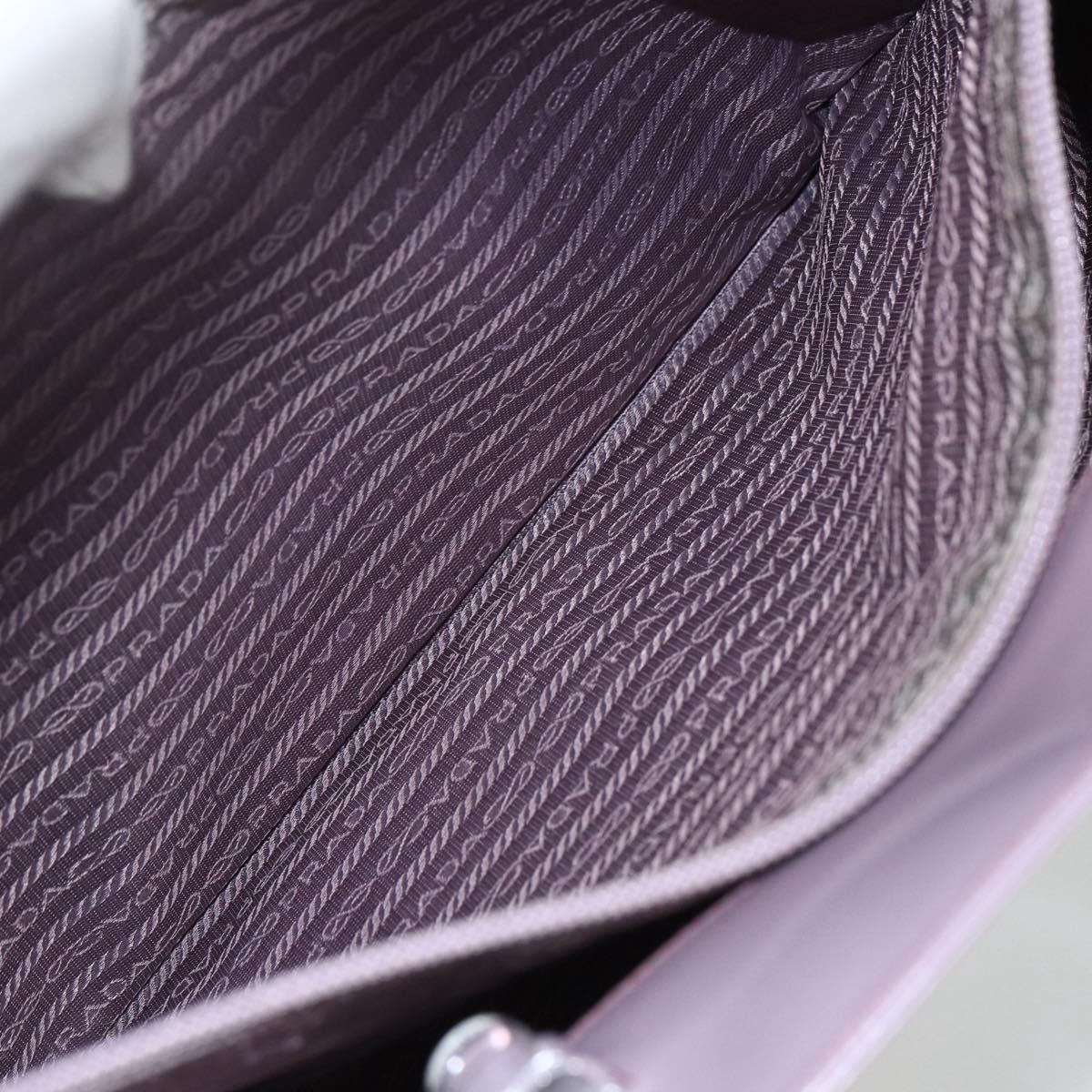 PRADA Hand Bag Patent leather Purple Silver Auth ti3551