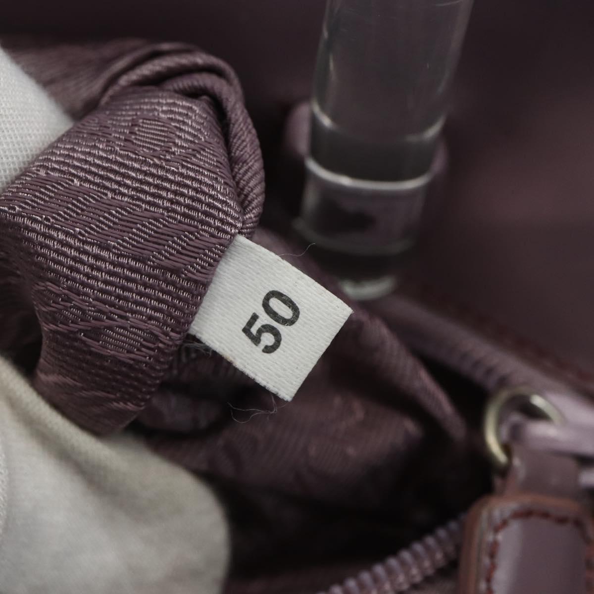 PRADA Hand Bag Patent leather Purple Silver Auth ti3551