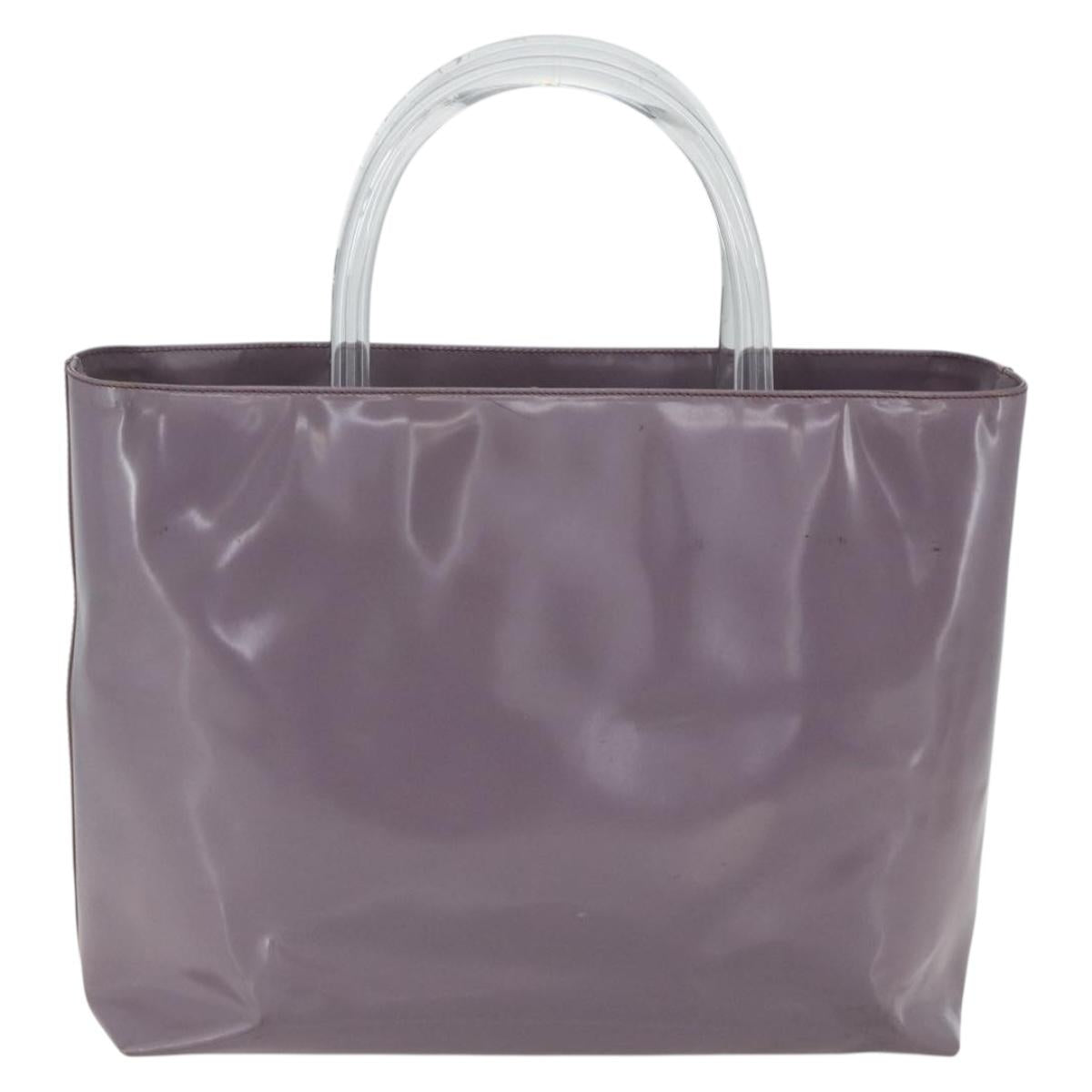 PRADA Hand Bag Patent leather Purple Silver Auth ti3551