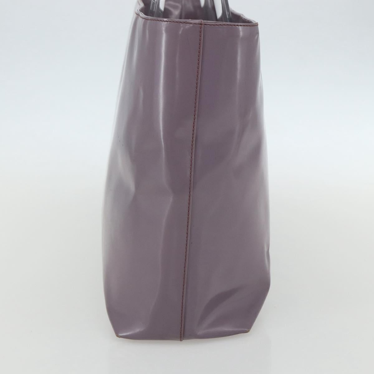 PRADA Hand Bag Patent leather Purple Silver Auth ti3551