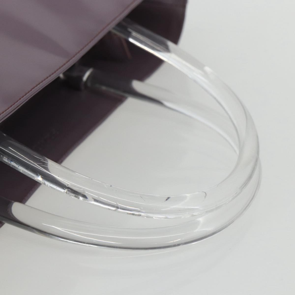 PRADA Hand Bag Patent leather Purple Silver Auth ti3551