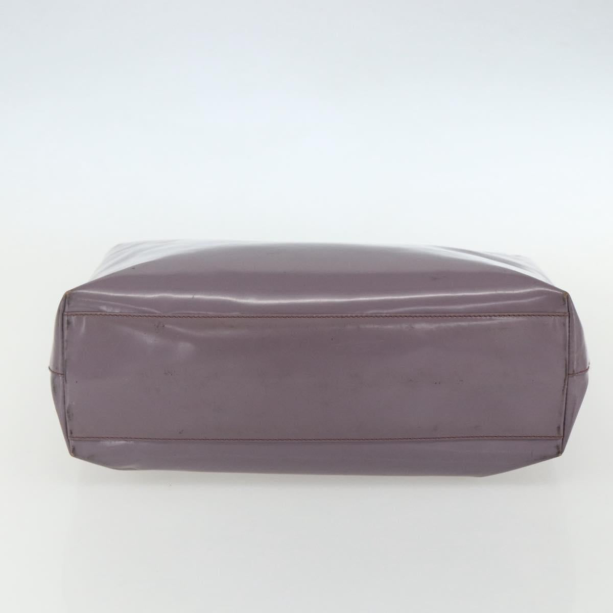 PRADA Hand Bag Patent leather Purple Silver Auth ti3551