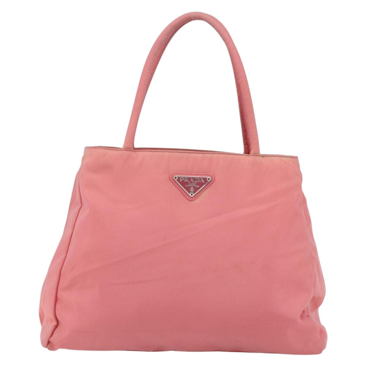 PRADA Hand Bag Nylon Pink Silver Auth ti3552