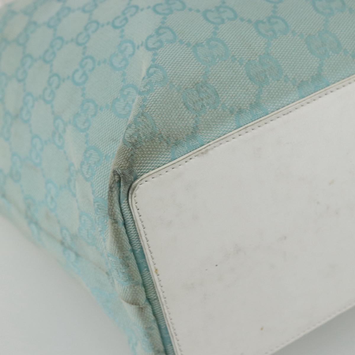 GUCCI GG Canvas Tote Bag Light Blue Gold 002 1098 Auth ti3554