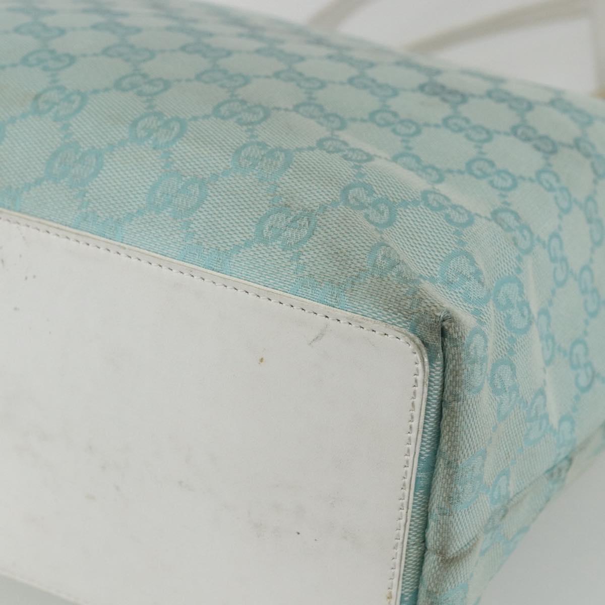 GUCCI GG Canvas Tote Bag Light Blue Gold 002 1098 Auth ti3554