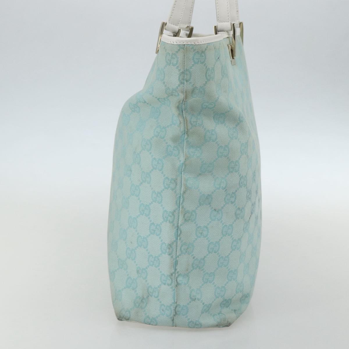 GUCCI GG Canvas Tote Bag Light Blue Gold 002 1098 Auth ti3554