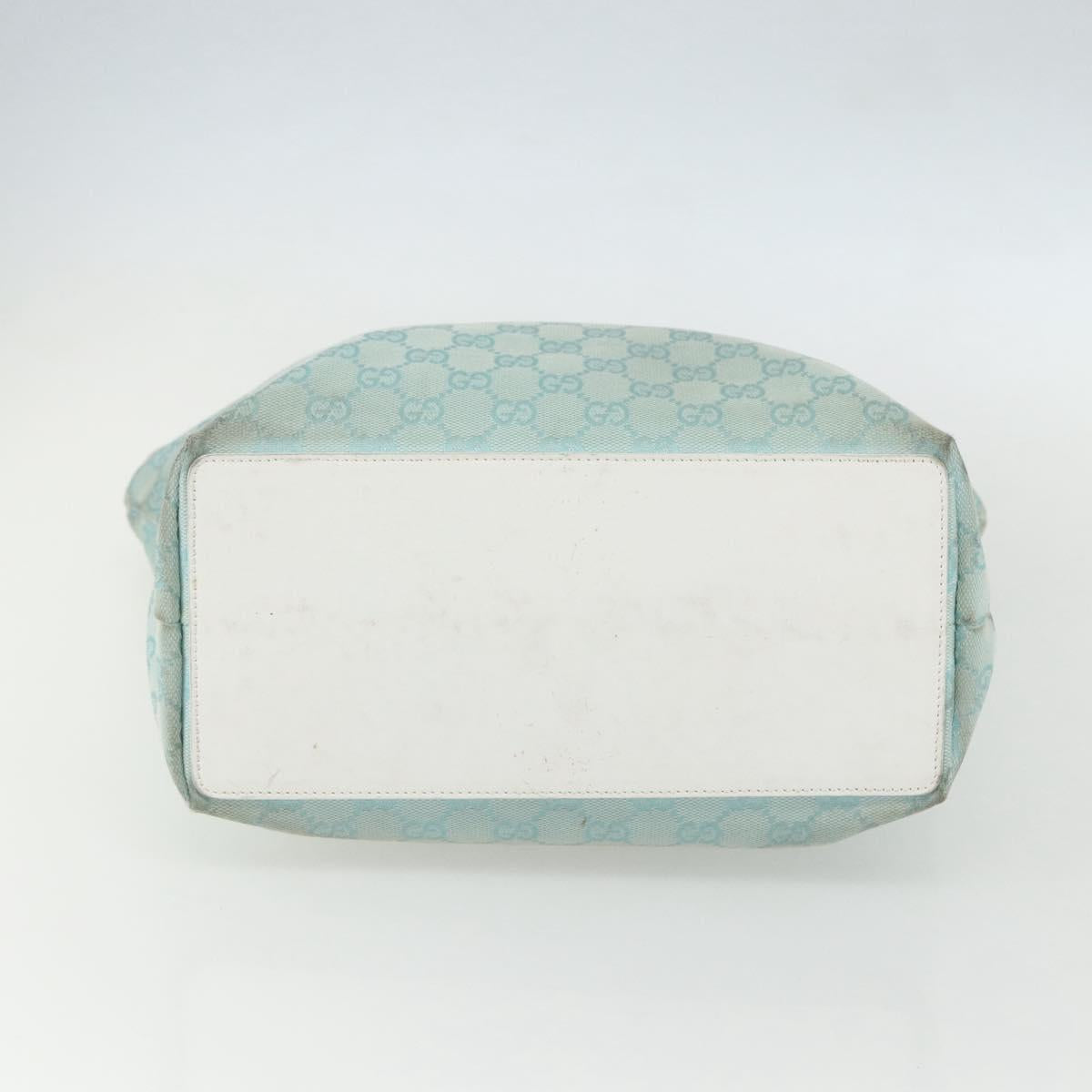 GUCCI GG Canvas Tote Bag Light Blue Gold 002 1098 Auth ti3554