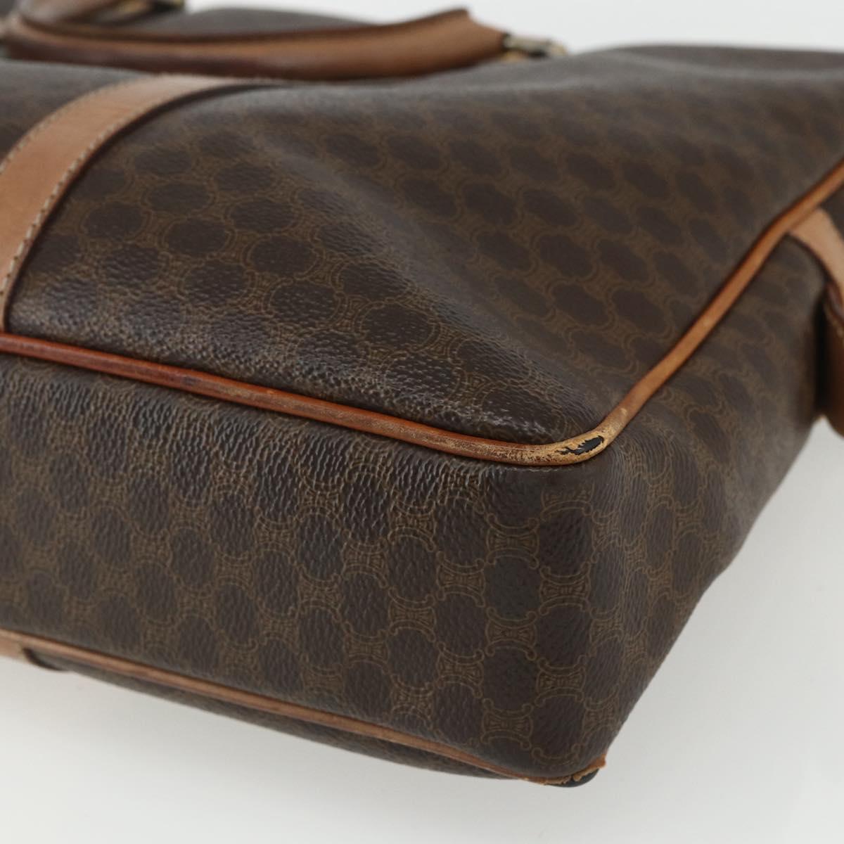 CELINE Macadam Canvas Business Bag PVC Brown Gold Auth ti3555