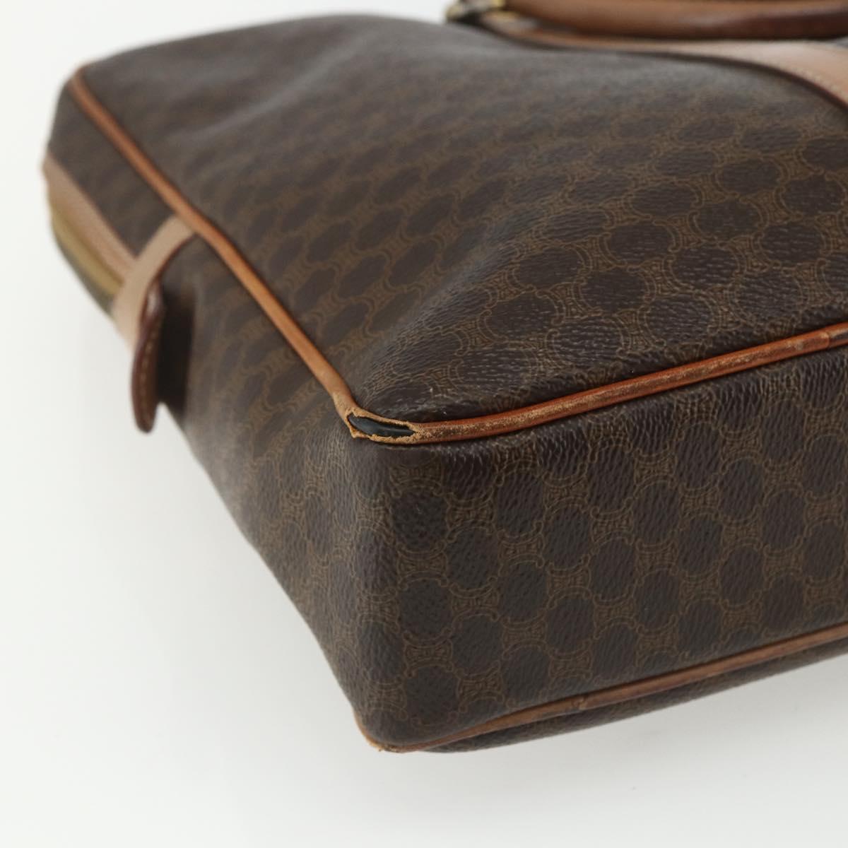 CELINE Macadam Canvas Business Bag PVC Brown Gold Auth ti3555