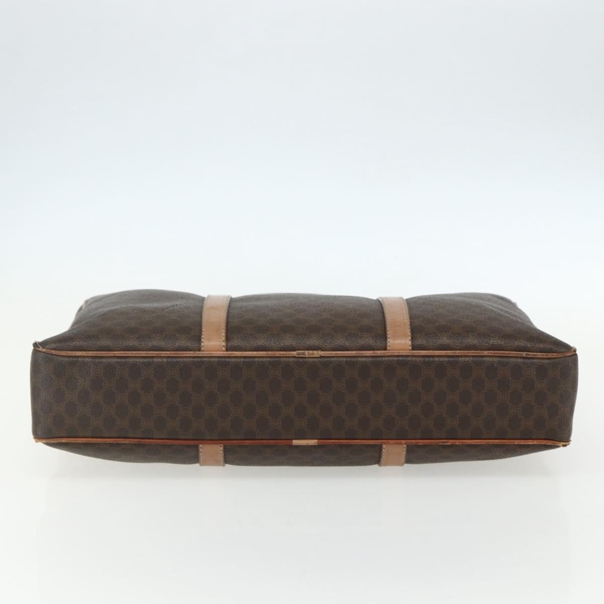 CELINE Macadam Canvas Business Bag PVC Brown Gold Auth ti3555