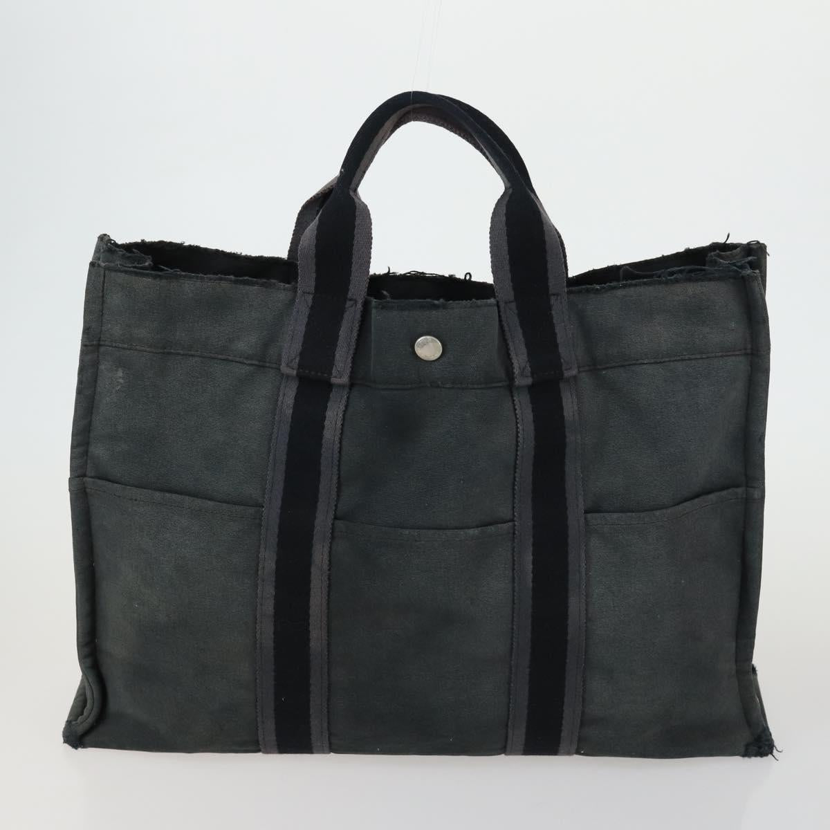 HERMES Fourre Tout Hand Bag Canvas 5 Set Black Navy Gray Red Brown Auth ti3567