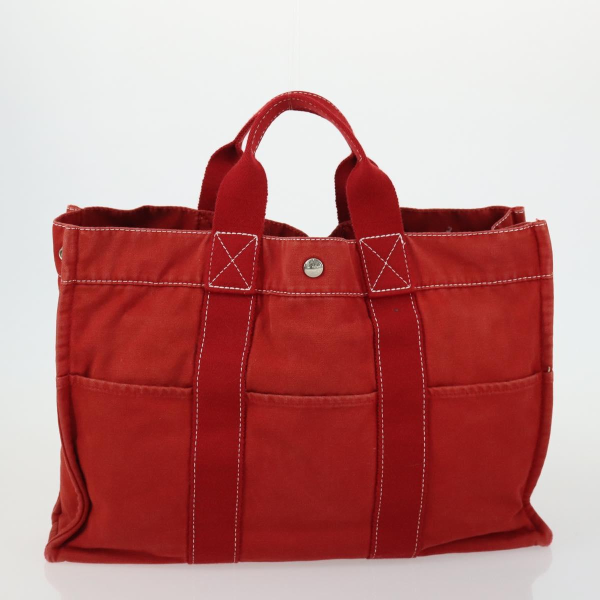 HERMES Fourre Tout Hand Bag Canvas 5 Set Black Navy Gray Red Brown Auth ti3567