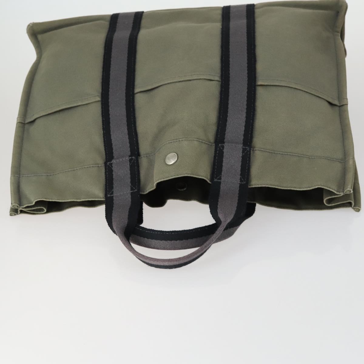 HERMES Fourre Tout Hand Bag Canvas 5 Set Black Navy Gray Red Brown Auth ti3567