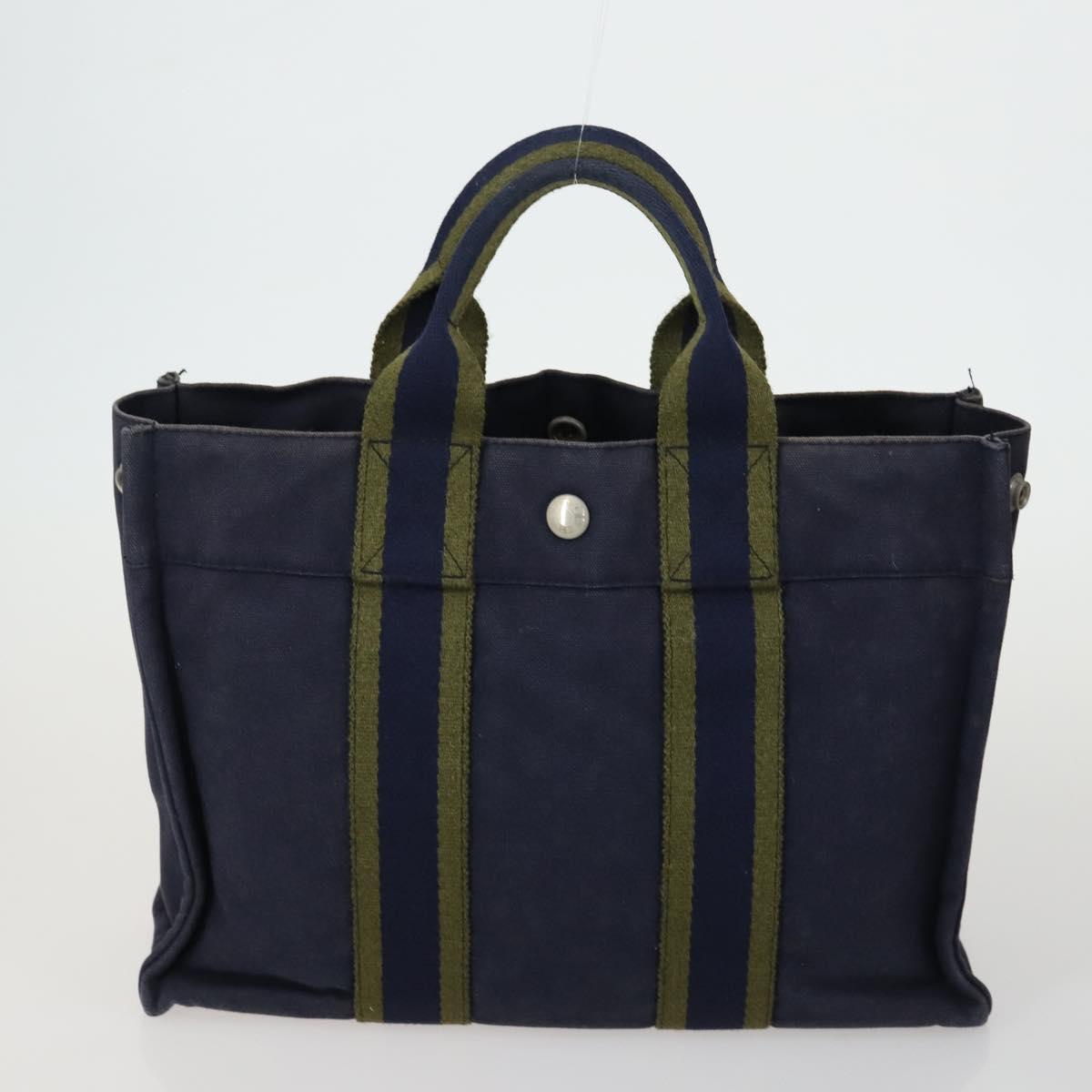HERMES Fourre Tout Hand Bag Canvas 5 Set Black Navy Gray Red Brown Auth ti3567