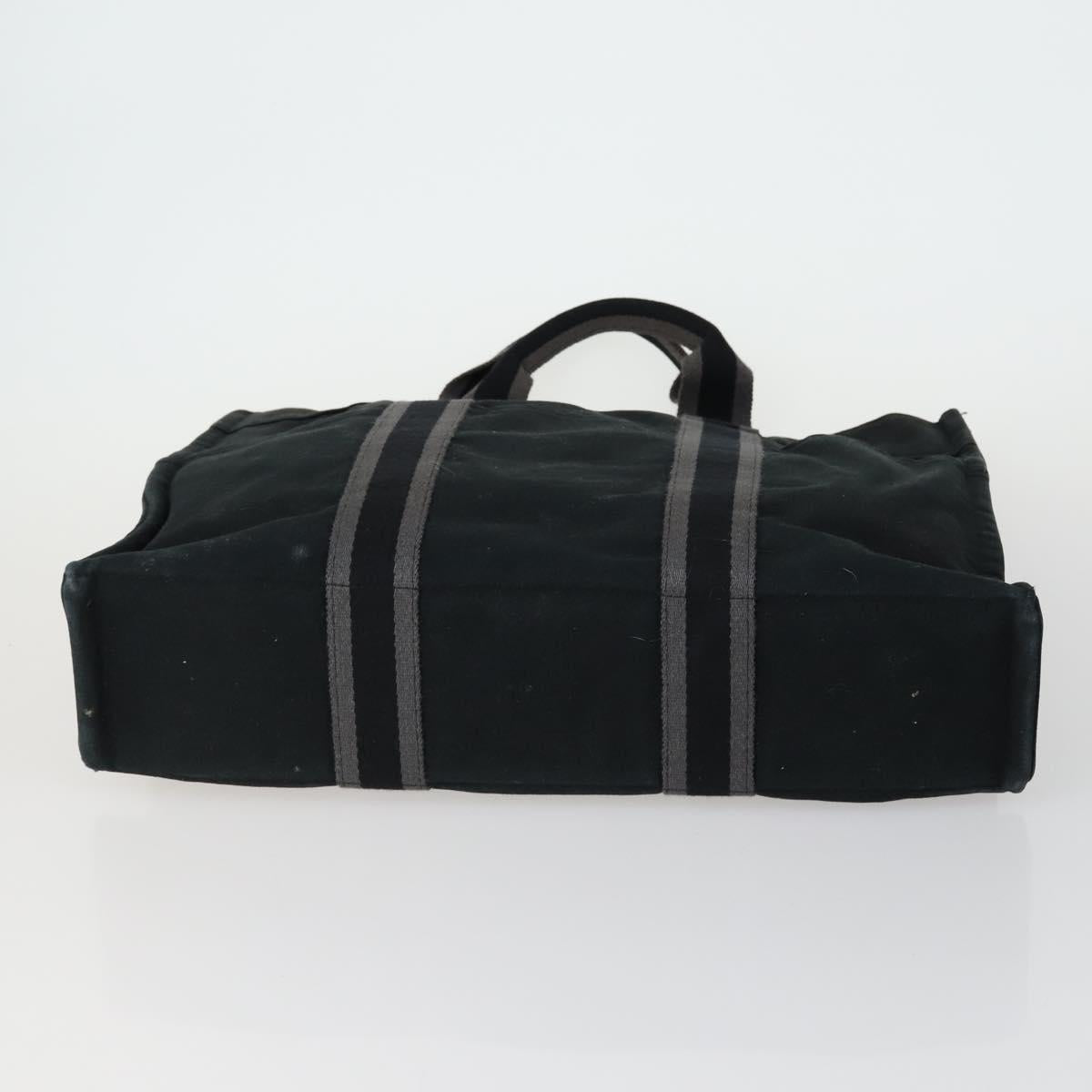 HERMES Fourre Tout Hand Bag Canvas 5 Set Gray Black Auth ti3571