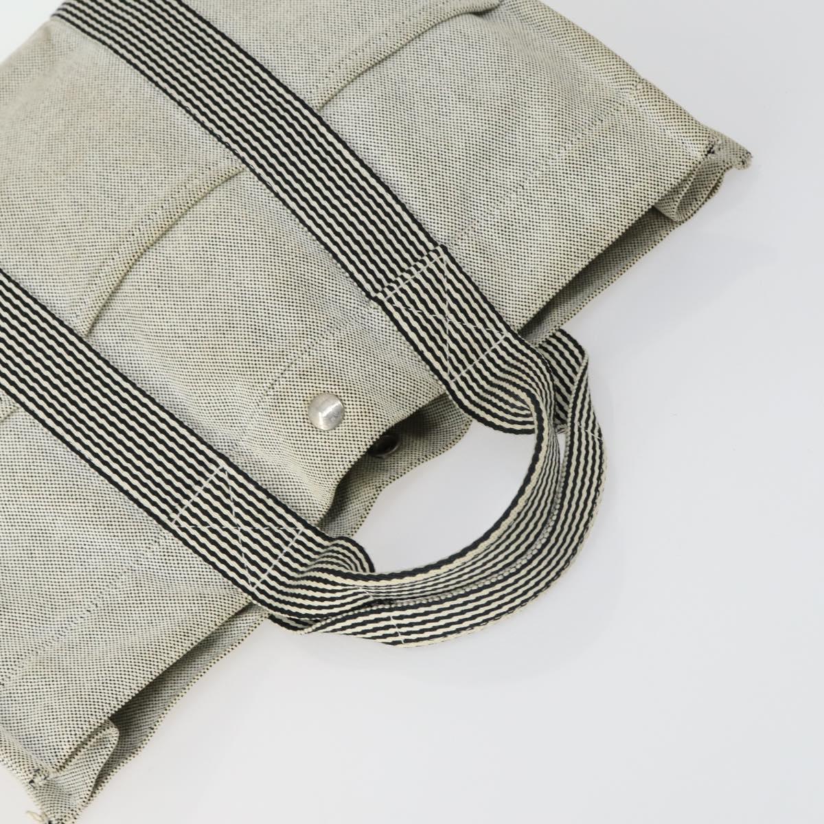 HERMES Fourre Tout Hand Bag Canvas 5 Set Gray Black Auth ti3571