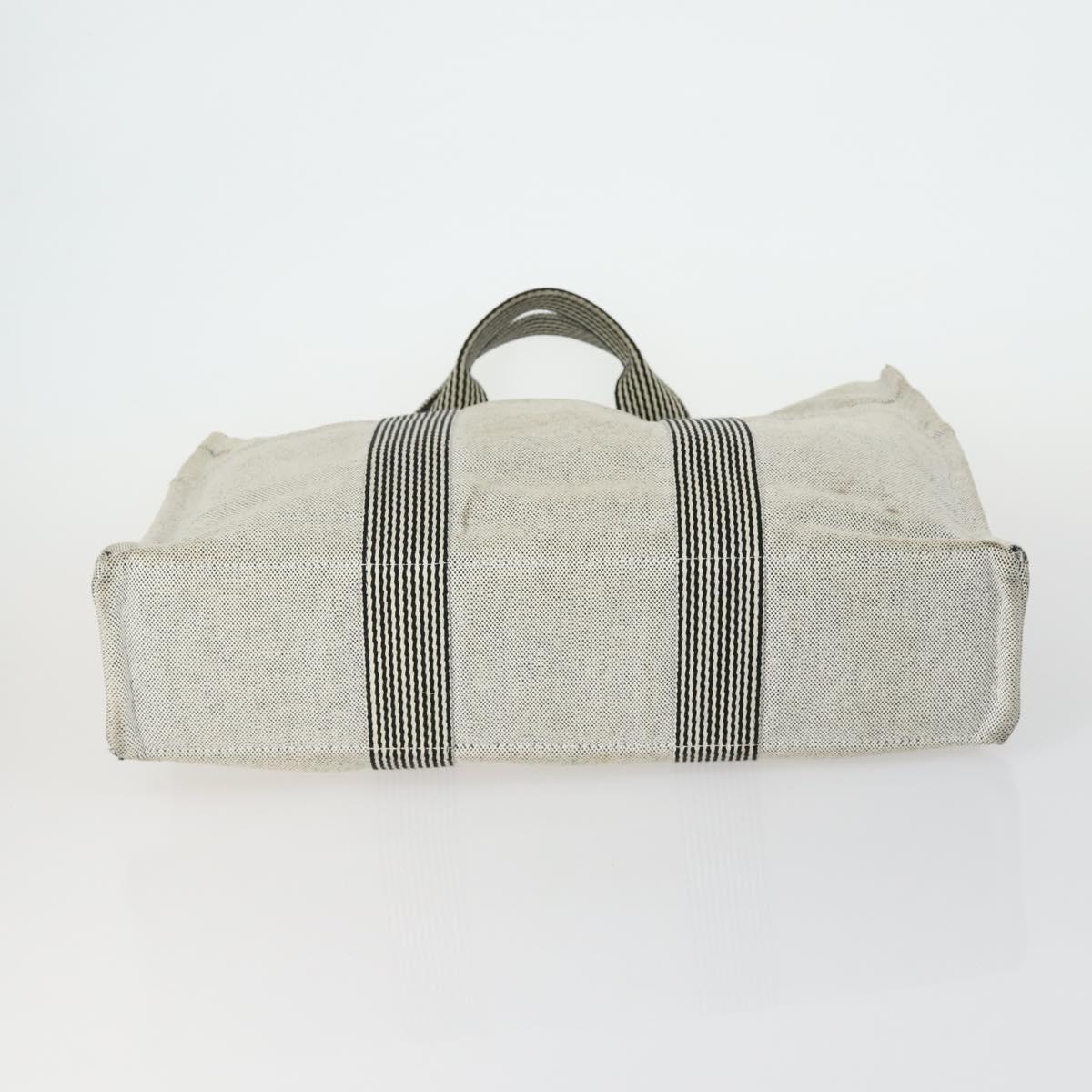 HERMES Fourre Tout Hand Bag Canvas 5 Set Gray Black Auth ti3571