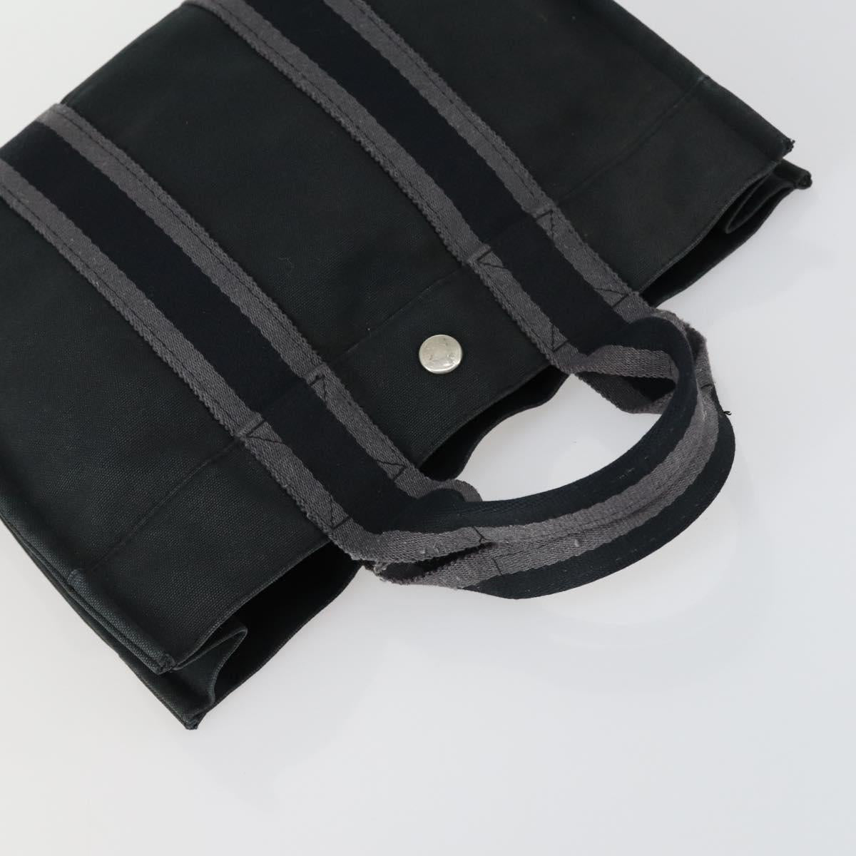 HERMES Fourre Tout Hand Bag Canvas 5 Set Gray Black Auth ti3571