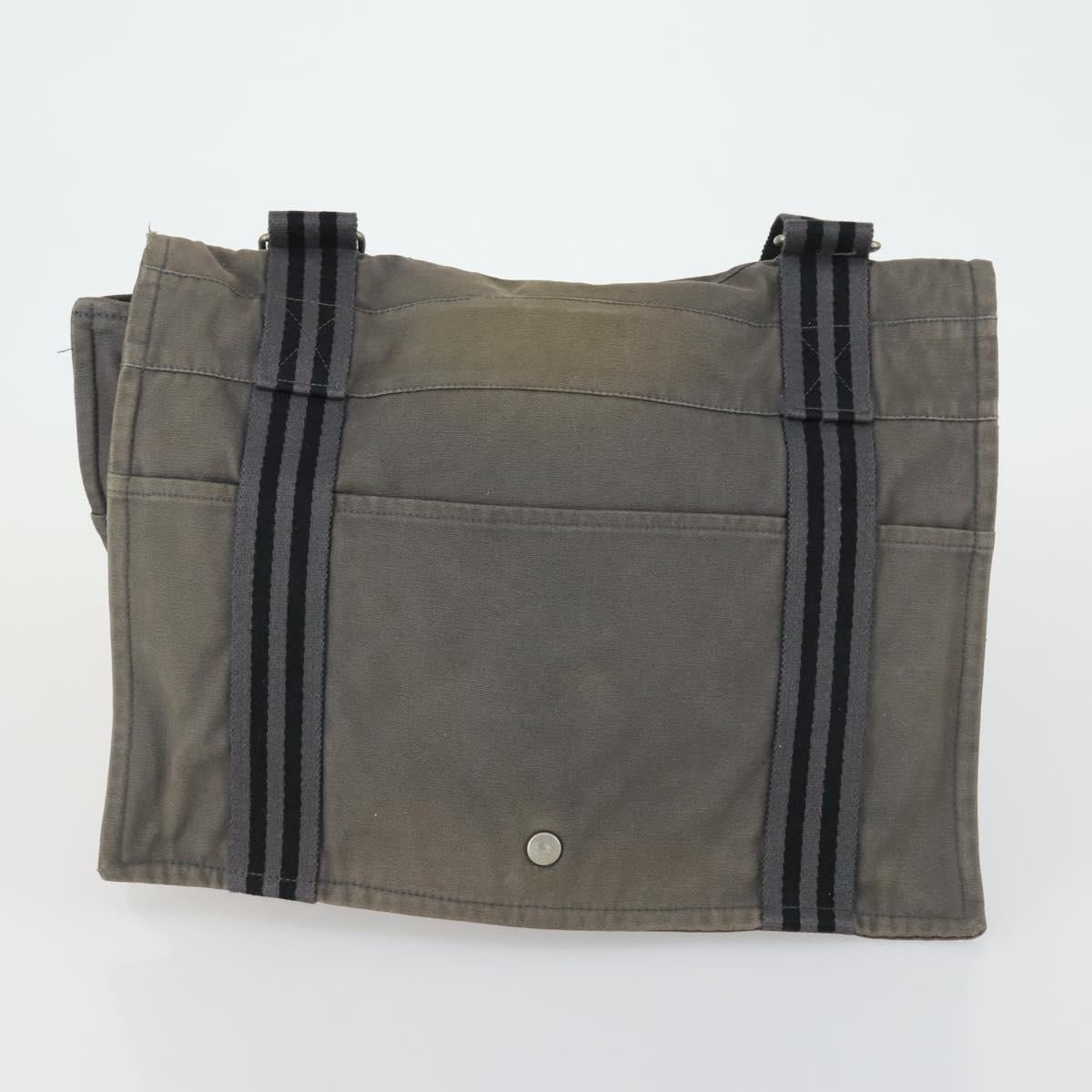 HERMES Fourre Tout Hand Bag Canvas 5 Set Gray Black Auth ti3571