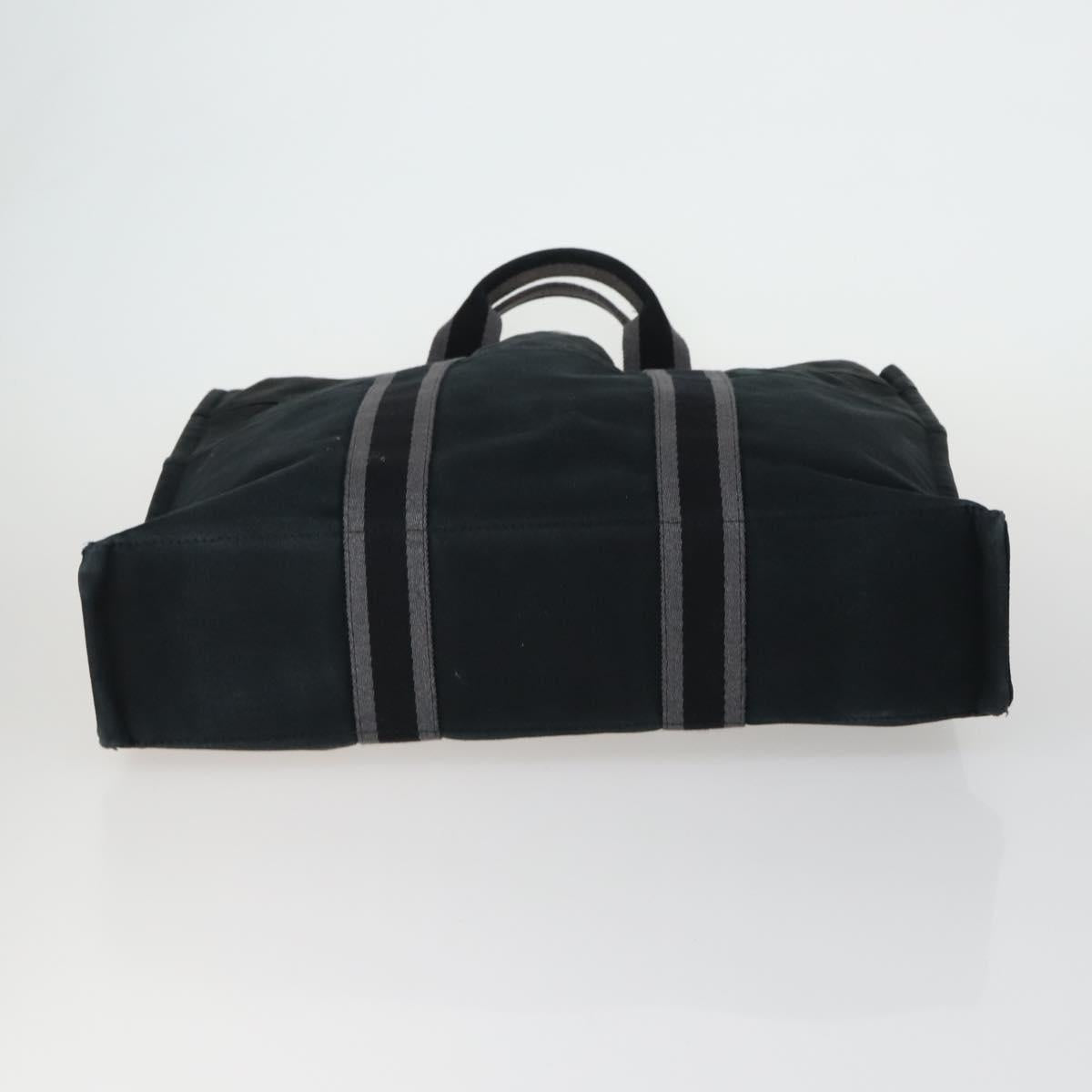 HERMES Fourre Tout Hand Bag Canvas 5 Set Gray Black Auth ti3571