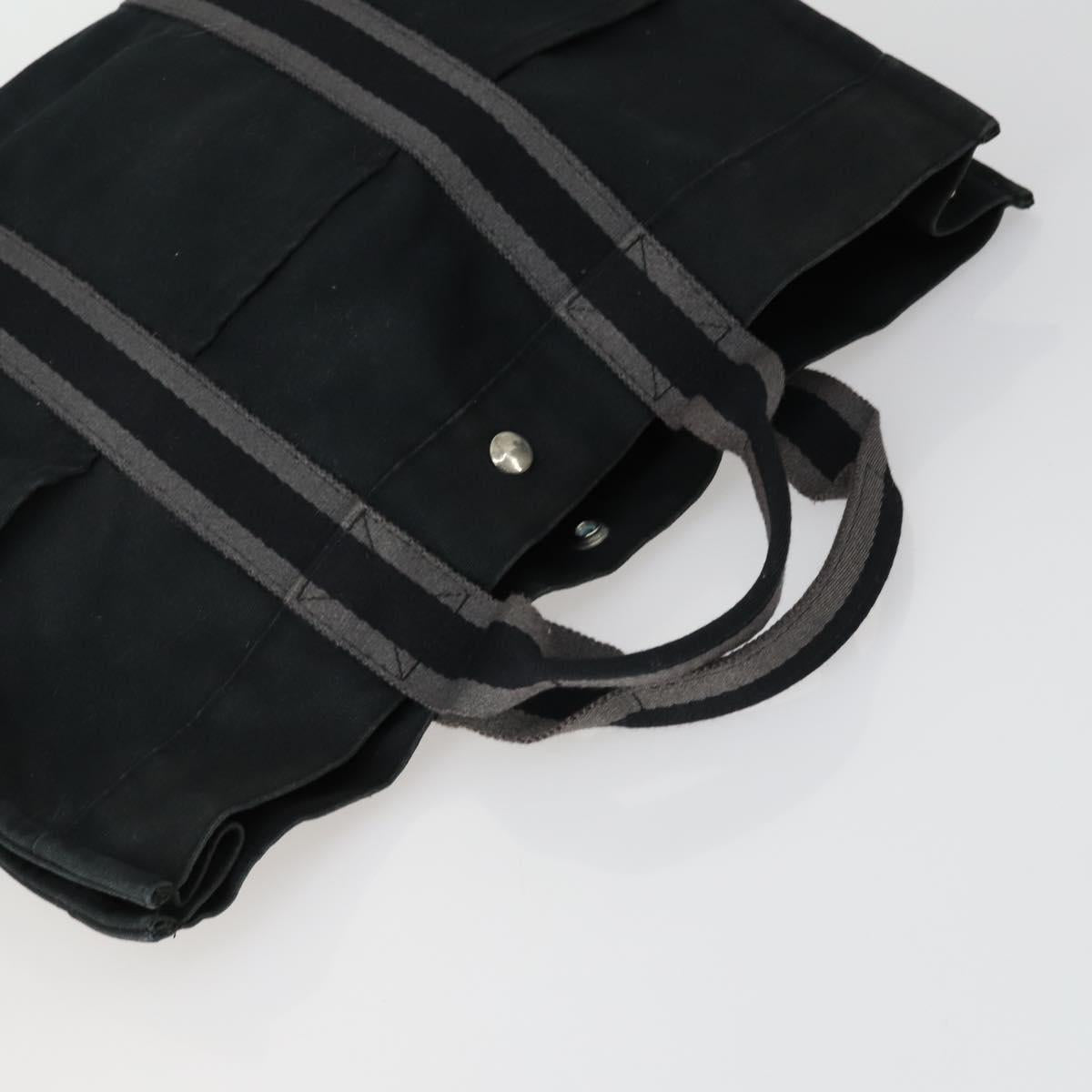 HERMES Fourre Tout Hand Bag Canvas 5 Set Gray Black Auth ti3571