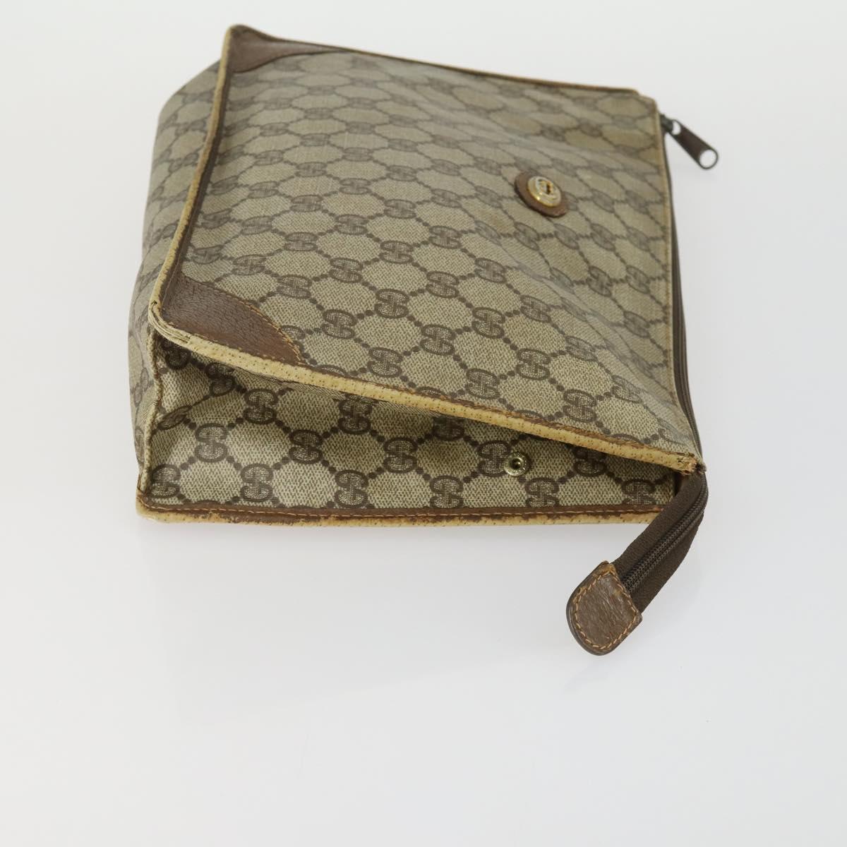 CELINE Gucci GG Supreme Macadam Canvas Bag PVC 4 Set Brown Beige Auth ti3575